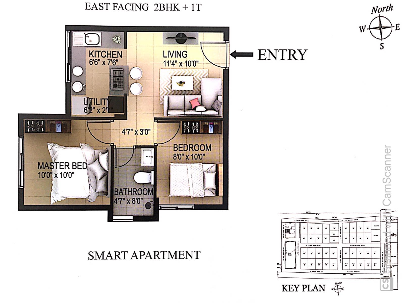 2 BHK East Facing Apartment